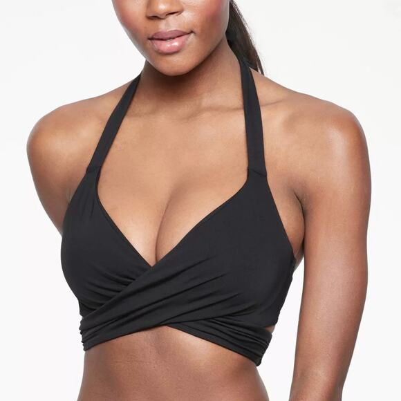 ATHLETA Wrap Halter Bikini Top Black 40 B/C - Picture 1 of 7